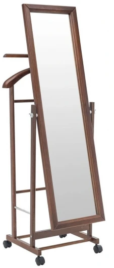 000875 Вешалка костюмная с зеркалом на колесах В 24Н средне-коричневый от фабрики Mebelik