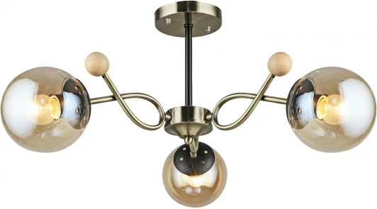02021-0.3-03 AB+BK Потолочная люстра на штанге Reluce 02021-0.3-03 AB+BK (220V, шар)