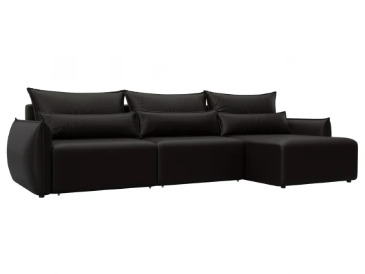 129891 Диван угловой Лига-051 НПБ Лонг угол универсальный (ЛДСП,Брус,Фанера/Пластик/Экокожа/Коричневый) Лига Диванов 129891