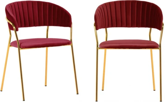 FR 0715P Комплект из 2-х стульев Turin винный с золотыми ножками Bradexhome арт.FR 0715P