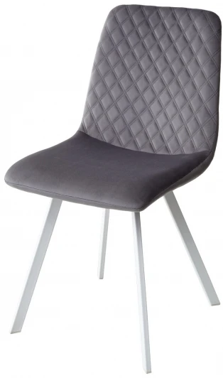 628B14WHT Обеденный стул M-City DAIQUIRI BLUVEL-14 GREY / белый каркас, велюр
