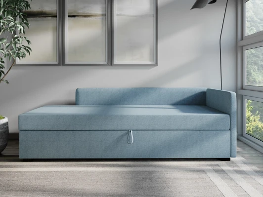 221120 Диван-кровать Arsko Велес Угол правый рогожка голубая