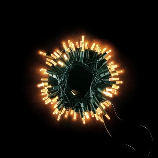 SAM100-13-2WW Гирлянда Самоцветы 10м Тепло-Белая 220В, 100 LED, Провод Черный ПВХ, IP20