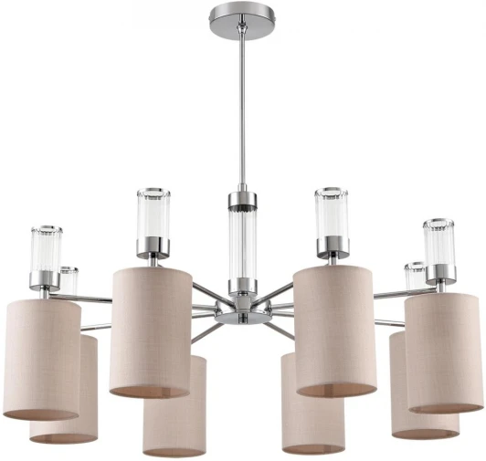 6585/8 Потолочная люстра на штанге Lumion Arnika 6585/8 хром/бежевый, металл/текстиль, стекло E14 8*40W 220V