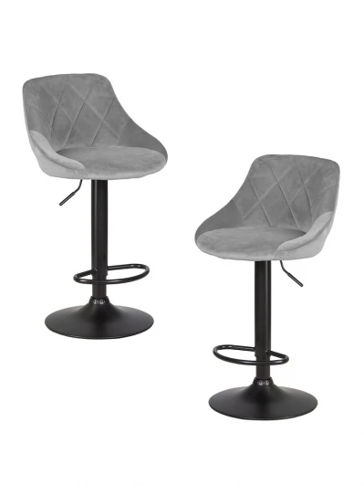 SET-2 5007_BlackBase-LM LOGAN BLACK Набор 2 шт Стул барный DOBRIN LOGAN BLACK (серый велюр (MJ9-75))