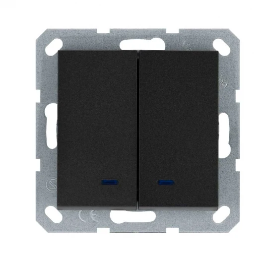 G3023NB Выключатель двухклавишный с подсветкой (антрацит) Jasmart G-Classic G3023NB