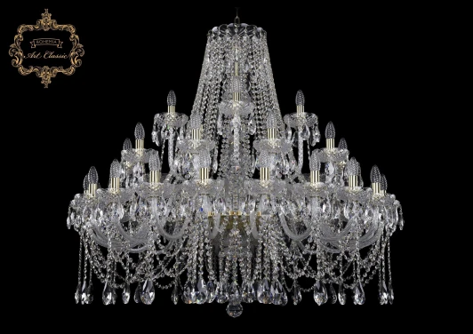 11.12.20+10+5.400.Gd.Sp Подвесная большая люстра Art Classic 11.12 11.12.20+10+5.400.Gd.Sp (220V, хрусталь, на цепи, подсвечник, свеча)