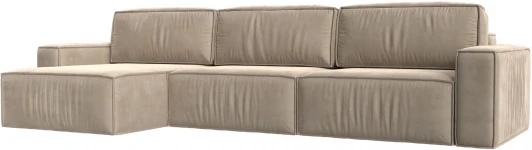 121060L Диван угловой Прага Классик лонг левый угол (Бежевый/Велюр) Лига Диванов арт.121060L