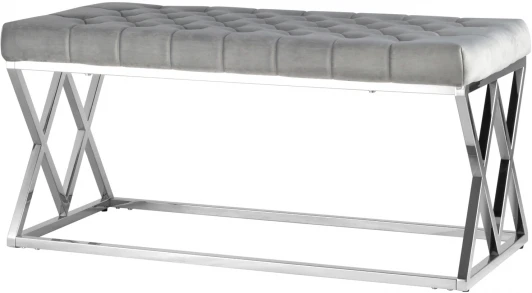 УТ000001876 Банкетка Stool Group ИНСИГНИЯ велюр серый сталь серебро УТ000001876