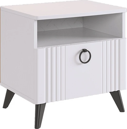TE-01.3101 Ева Тумба прикроватная Mebelson (ЛДСП,МДФ,ПВХ,Пластик/Светлое дерево,Белый) арт.TE-01.3101