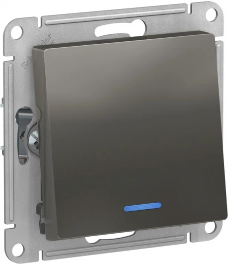 ATN000963 Выключатель встраиваемый одноклавишный с подсветкой (сталь) Systeme Electric AtlasDesign ATN000963