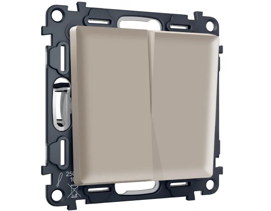 MA363030 Комплект механизма двухклавишного перекрестного выключателя встраиваемый (серо-бежевый матовый) Ambrella Volt QUANT MA363030