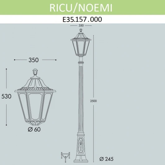 E35.157.000.AXH27 Наземный фонарь Fumagalli Noemi E35.157.000.AXH27 (220V, IP55)