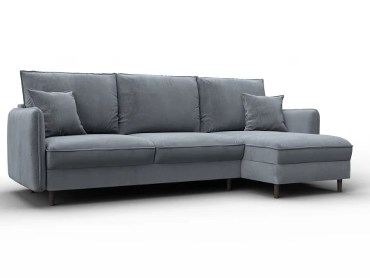 129629 Диван угловой Лига-064 НПБ угол универсальный (ДСП/Дерево/Велюр/Серый) Лига Диванов 129629