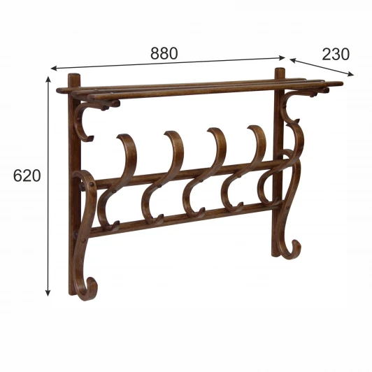 001673 Вешалка настенная В 7Н средне-коричневый от фабрики Mebelik