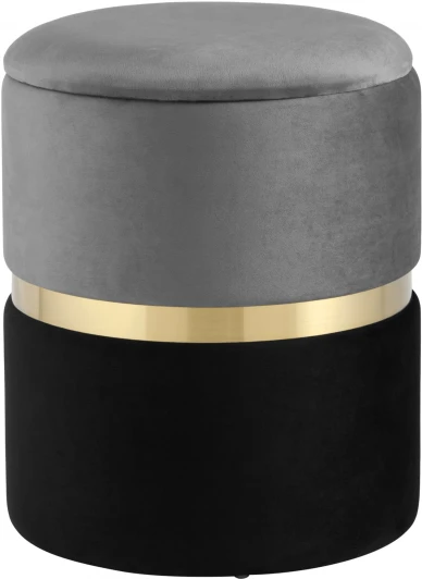 УТ000025555 Пуф Кэрри с ящиком велюр серо-черный УТ000025555