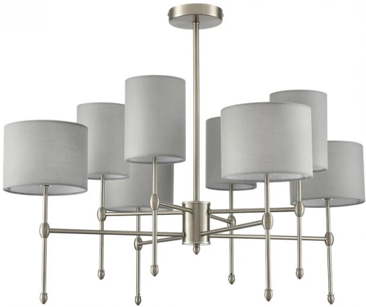 8262/8C Потолочная люстра на штанге Lumion Latti 8262/8C металл/текстиль, никель/серый E14 8*40W 220V