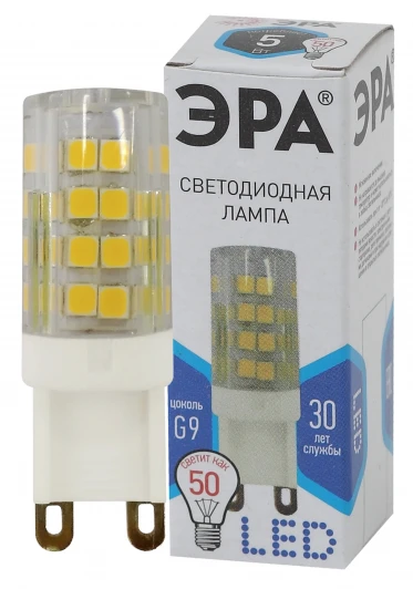 LED JCD-5W-CER-840-G9 Лампочка светодиодная G9 5W ЭРА LED JCD-5W-CER-840-G9