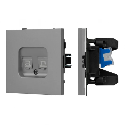 054102 Механизм компьютерной розетки двойной SCT-TENDO-MPC2-PL-GR (RJ-45, CAT6) (Arlight, Графитовый) 054102