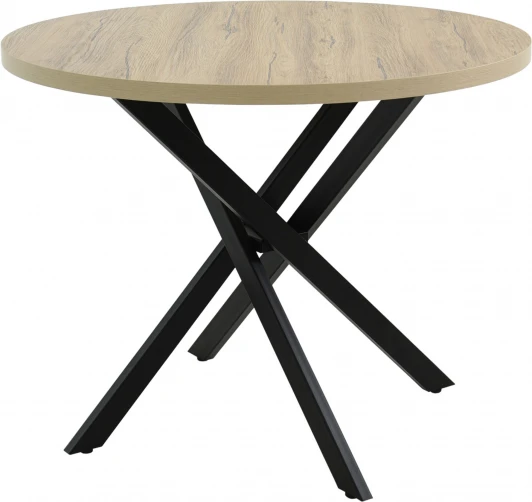 101947 Стол Аврора Рига D950,Дуб Сильверджек Ореховый, Поненте/Чёрный