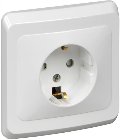 PC16-004B Розетка встраиваемая с заземлением и шторками (белый) Systeme Electric Этюд PC16-004B