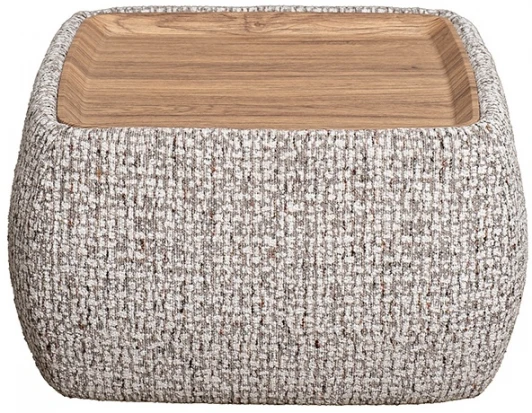 Runa-S49-Seppia Ser Столик прикроватный мягкий Runa шенилл серая Seppia Ser 49*49*27см Garda Decor