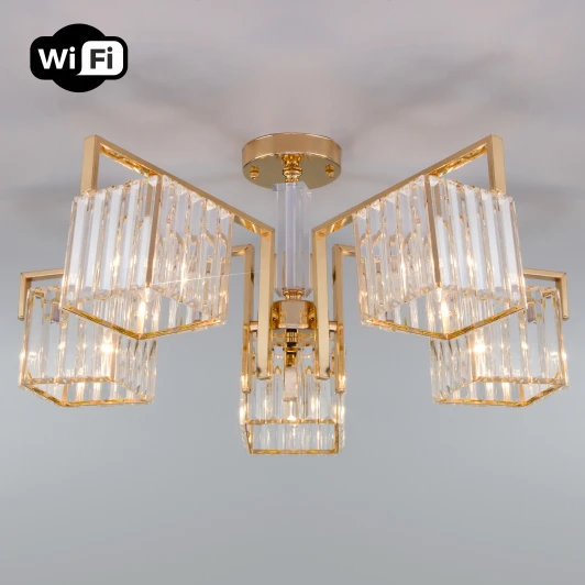 10126/5 золото Потолочная люстра Eurosvet April 10126/5 золото/прозрачный хрусталь Strotskis Smart (10117/5)