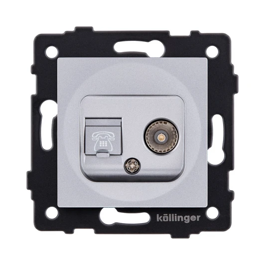 REA-013GY Розетка двойная TV (мама) + телефонная розетка RJ11, серый Kollinger REA-013GY для Aspekt, Eleganz, Reflex