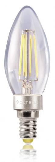 4666 Лампочка светодиодная E14 4W 220V 400 lm 2800K теплый свет Voltega Crystal 4666