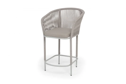 MAR-BCH-st001/65 RAL7035 Mua beige(beige160) "Марсель" стул полубарный плетеный из роупа, каркас из стали светло-серый (RAL7035) муар, роуп бежевый круглый, ткань Mossle бежевая, пос.H65 4SIS MAR-BCH-st001/65 RAL7035 Mua beige(beige160)