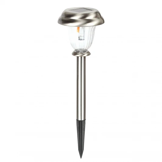 078-006-0001 Светильник грунтовый уличный светодиодный на солнечных батареях Horoz Halley, 1 плафон, никель с прозрачным