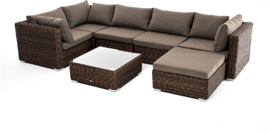 LS5O1T1-7-SET-TW brown "Лунго" трансформирующаяся лаунж-зона из искусственного ротанга (гиацинт), цвет коричневый 4SIS арт.УТ-00005402