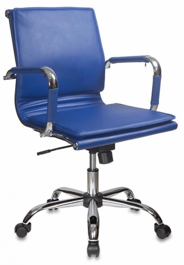 CH-993-LOW/BLUE Кресло руководителя Бюрократ CH-993-Low синий эко.кожа низк.спин. крестовина металл хром