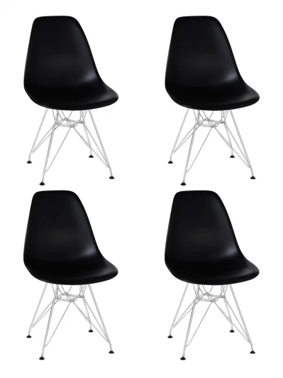 SET-4 638APP-LMZL DSR Набор 4 шт Стул обеденный DOBRIN DSR (ножки хром, цвет чёрный (B-03))