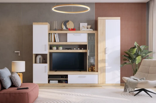 К1Макси.2724 Стенка для гостиной Макси К1, цвет дуб сонома/белое дерево Mebelson (арт.К1Макси.2724)