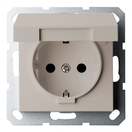 G5505T Розетка с защитной крышкой и шторками (тауп soft touch) Jasmart G-Classic G5505T