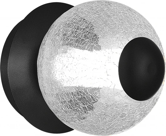 SL6120.401.01 Светильник настенный ST Luce Peek SL6120.401.01 Черный/Прозрачное кракелированное стекло LED 1*8,5W 3000K (220V, шар)
