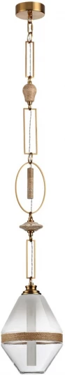 5441/1A Подвесной светильник Odeon Light Krema 5441/1A сатинированн.латунь/прозрачн./металл/стекло/травертин/веревка G9 LED 6W (220V, подвески, на цепи)