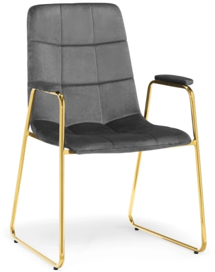 15543 Стул Woodville на металлокаркасе Lana dark grey / gold 15543