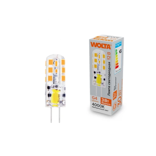 WSTD-JC-12V3W4KG4-S Светодиодная лампа 3Вт 4000K G4 Wolta WSTD-JC-12V3W4KG4-S