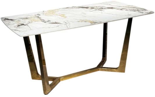 DT-2852L.4casa Стол обеденный IST-CASA Ланс DT-2852L, 180х90х75 см, белая керамика/золотой
