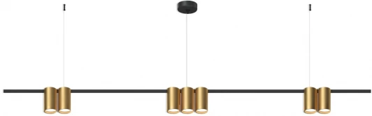 DK4063-BK+SG Подвесной светильник Denkirs Orbit DK4063-BK+SG 7xGU10 LED до 15 Вт, черный + сатинированное золото (220V, на тросе)