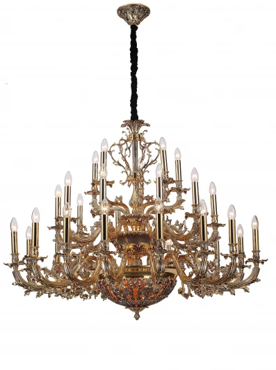 FIRENZE 1780.30.3 antique gold Подвесная большая люстра Lucia Tucci Firenze 1780.30.3 antique gold (220V, на цепи, подсвечник, свеча, листья, ветки)