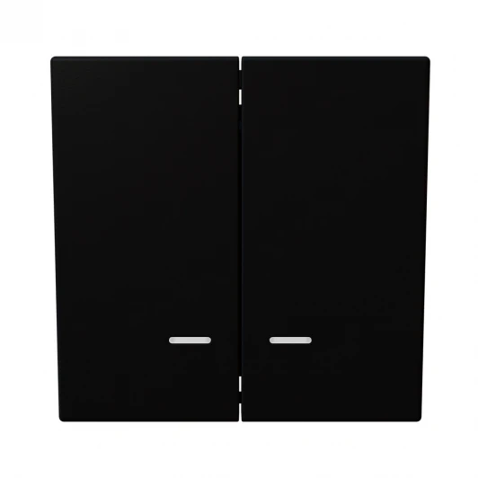 FD3023NPBM Выключатель двухклавишный с подсветкой (черный матовый) Jasmart FD FD3023NPBM