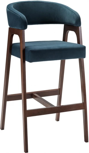 400216122h_diagbluee_nut Кресло барное Baxter Blue/Темный орех R-Home арт.400216122h_diagbluee_nut