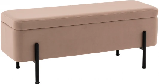 УТ000040205 Банкетка Stool Group Болейн с ящиком велюр бежевый черные ножки арт.УТ000040205