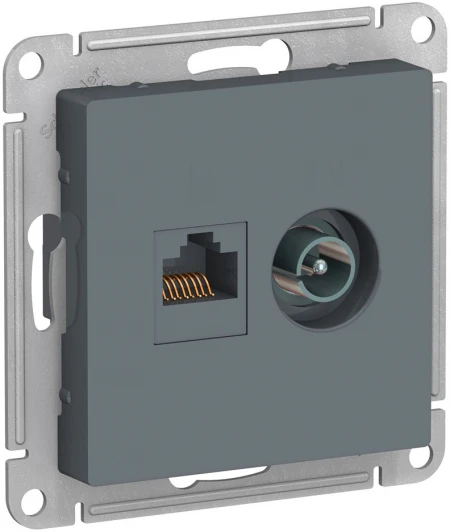 ATN000789 ТВ-розетка встраиваемая и Ethernet RJ-45 (грифель) Systeme Electric AtlasDesign ATN000789