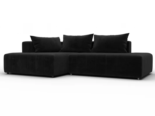 134819L Диван угловой Лига-103 НПБ угол левый (ДСП,Брус,Фанера,Велюр/Черный) Лига Диванов 134819L