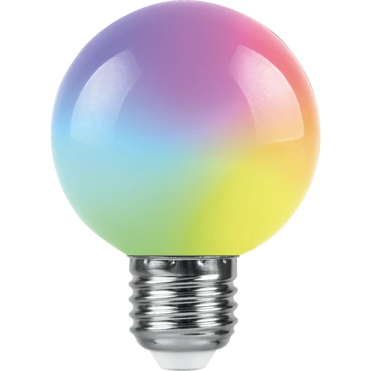 38115 Лампочка светодиодная RGB разноцветный шар E27 3W Feron 38115