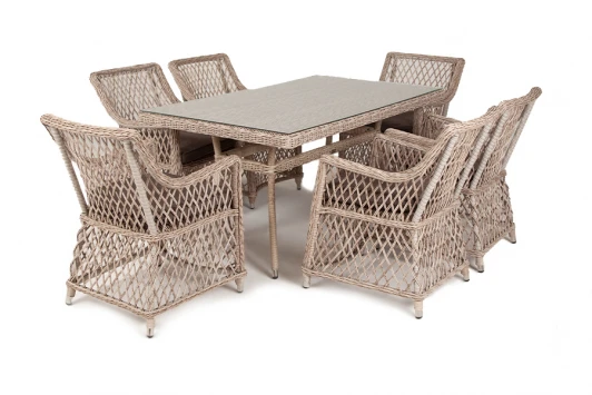 LC6T-7-SET beige Обеденная группа плетеная, цвет бежевый 4SIS Латте LC6T-7-SET beige